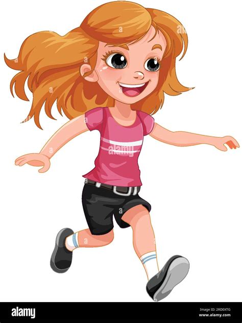 Cute Girl Running Cartoon Character Illustration Stock Vector Image