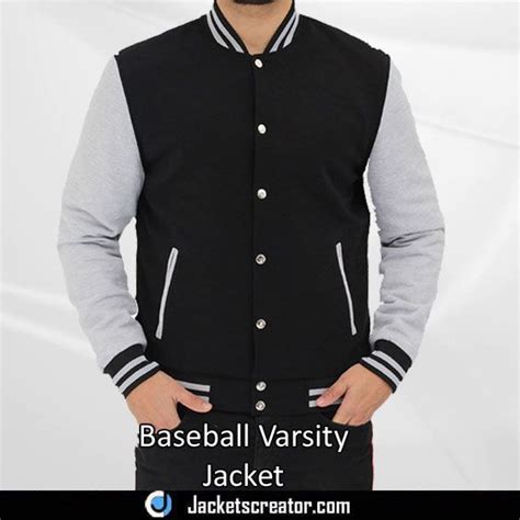 Men S Casual Wear Black And Gray Varsity Jacket Jackets Creator