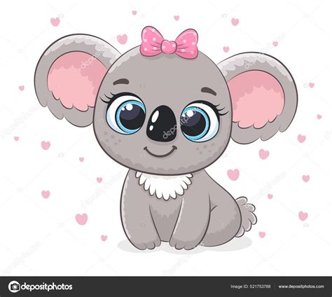 Cute Koala Girl Bow Vector Illustration Cartoon Stock Vector Image by ...