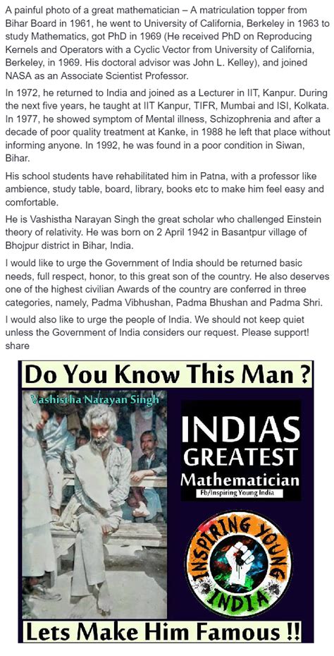 Vashishtha Narayan Singh - India's own beautiful mind!