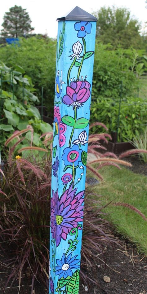 Made To Order Hand Painted Garden Poles Garden Poles Outdoor Art