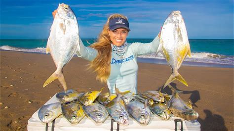 Surf Fishing For Florida POMPANO Catch Clean Cook Nut Encrusted With