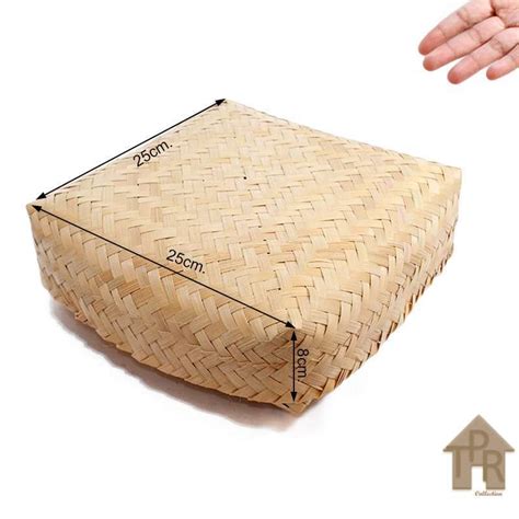 Jual Besek Bambu Kotak Anyaman Halus Size 25X 25x8cm Natural Di