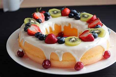 Torta De Anillos Elaborada Con Crema Bizcocho De Vainilla Y Relleno De