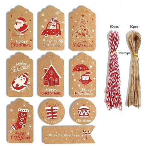 ETIQUETTE CADEAU B 1 100pcs Étiquette en papier kraft Attro de Noël