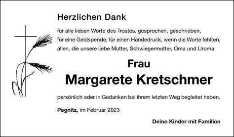 Traueranzeigen Von Margarete Kretschmer Nordbayerischer Kurier