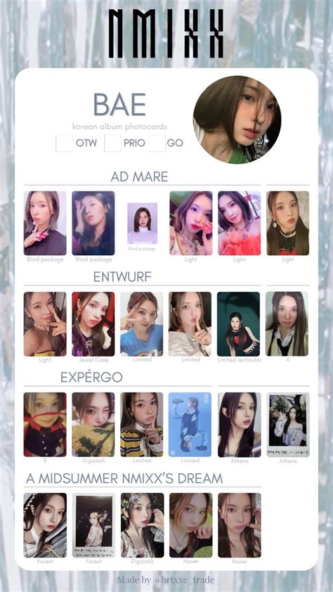 Nmixx Bae Korean Album Photocards Template