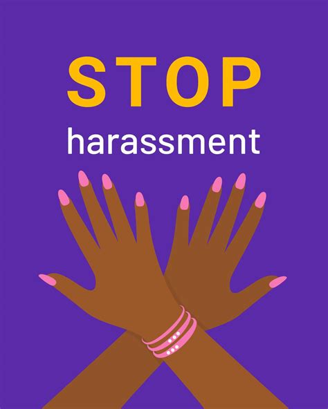 Signs And Banners To Stop Sexual Harassment Dark Skin Womens Arms Are Crossed In Sign