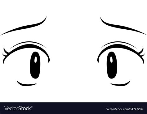 Monochrome cute anime-style eyes with a sad Vector Image