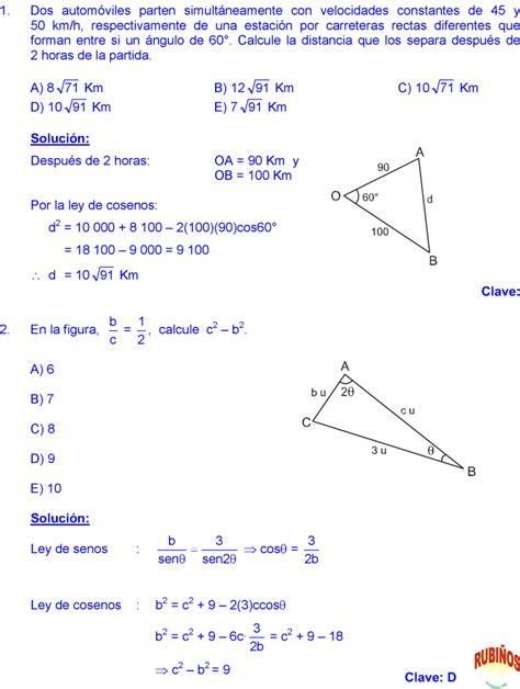 Resolución de triángulos oblicuángulos problemas resueltos pdf