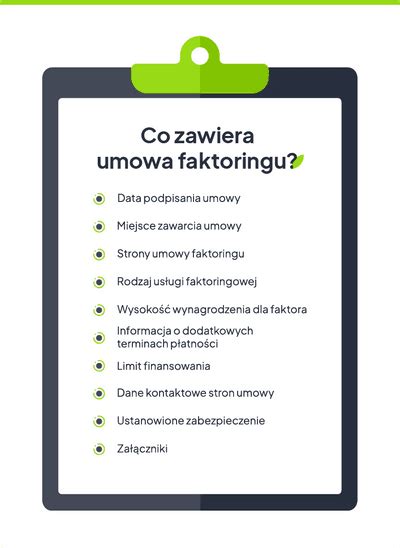 Umowa faktoringu co powinna zawierać