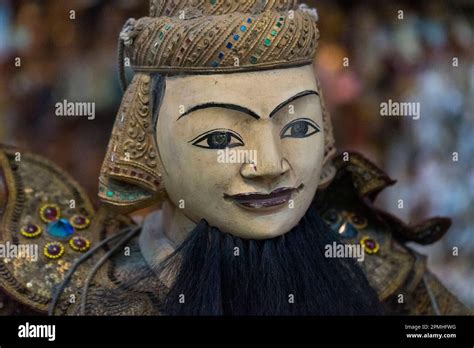 Close Up Of Burmese Puppet Yoke The Marionette Hanging From Strings