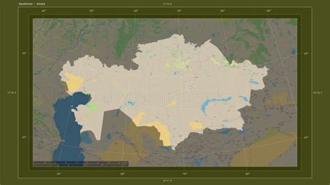 Kazakhstan Highlighted Composition Topo Standard Stock Illustration