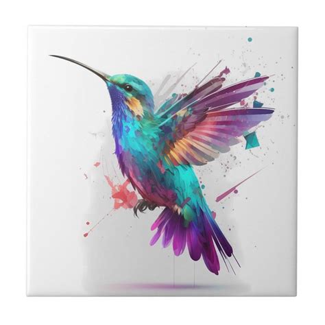 Watercolor Decorative Ceramic Tiles Zazzle Hummingbird Painting