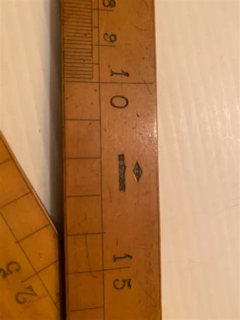 ANCIEN METRE PLIANT BOIS LAITON Signé 100 cm OUTIL DE MESURE 19 me