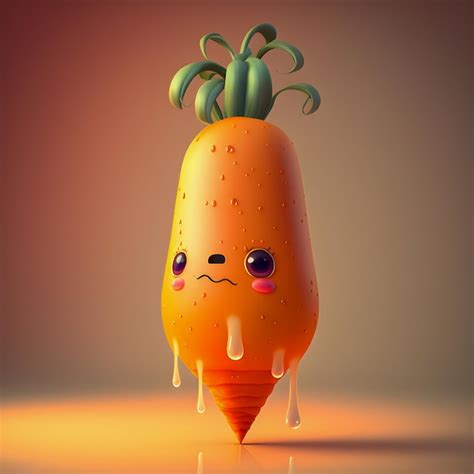 Premium Photo Funny Kawaii Carrot Illustration