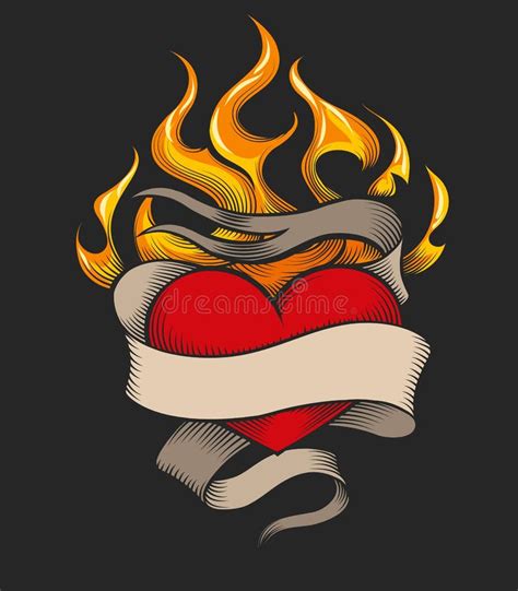 Flaming Heart And Wings Stock Illustration Illustration Of Artistic