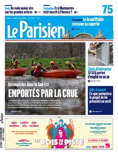 Le Parisien Du Lundi Mars T L Charger Des Magazines Journaux