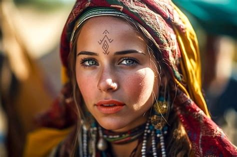 Une Femme Amazighe Avec Un Tatouage Tribal Sur Son Visage Photo Premium