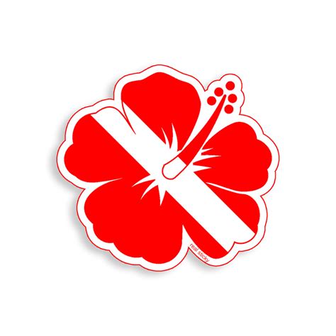 Diver Down Hibiscus Flower Sticker Real Sticky