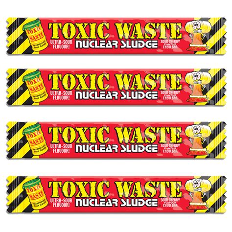 Toxic Waste Nuclear Sludge Cherry Chew Bars 4 Pack Retro Sweets