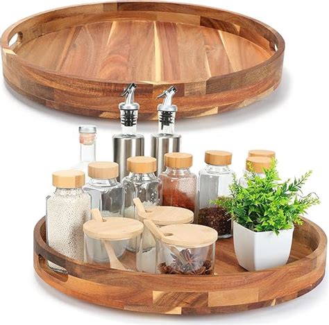 Amazon Nitial 2 Pack 18 Inch Acacia Wood Lazy Susan Turntable