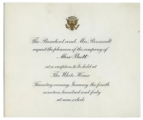 Formal Printed Invitation To White House Reception