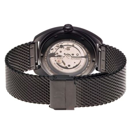 Montre LIP GDG 39 Mm Automatique Squelette Maille Milanaise Noir