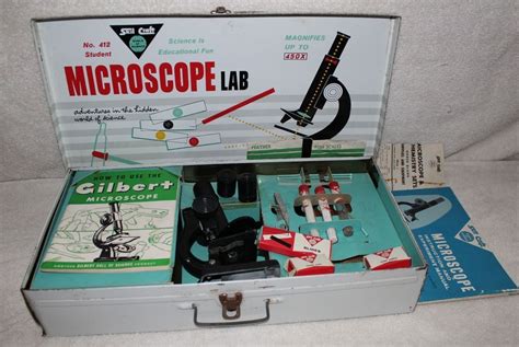 Vintage 1960s Skil Craft Microscope Lab Kit No 412 With Specimens