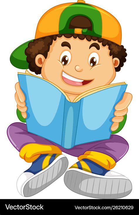 A boy reading book Royalty Free Vector Image - VectorStock