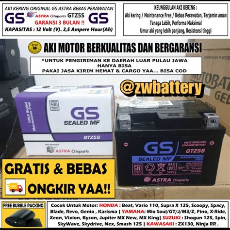 Jual Aki Motor Honda Beat Vario Gtz S Gs Astra Original Aki