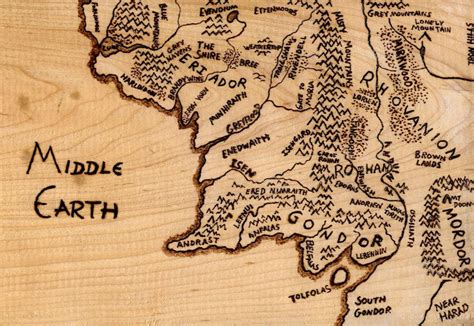 Wood Burned Middle Earth Map By Thetoastybadger On Deviantart