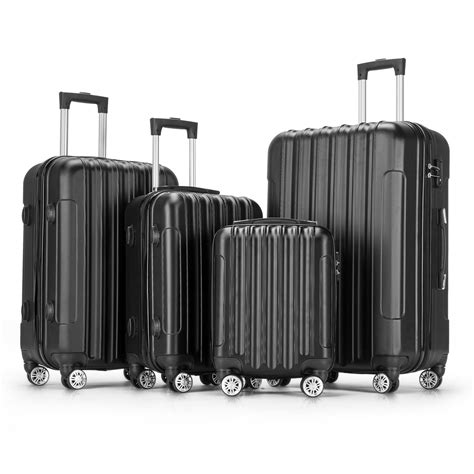 Zimtown 4 Piece Luggage Set Abs Hard Shell Suitcase Luggage Sets