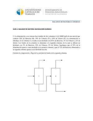 Guia Balance De Materia Y Energia Ii Balance De Materia Y