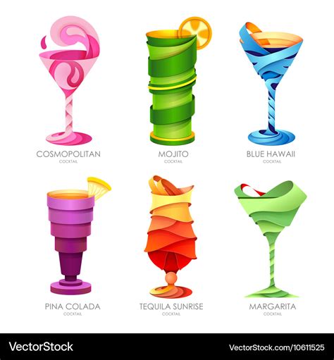 Set Of 3d Cocktails Design Royalty Free Vector Image