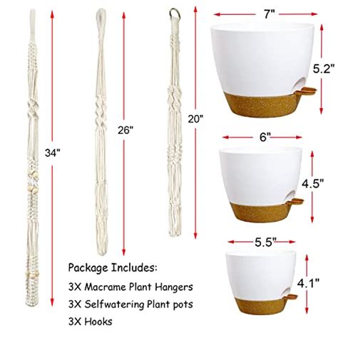 Bouqlife Macrame Plant Hangers With Self Watering Pots Pack Hanging