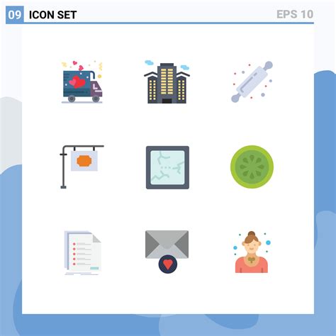 grupo de 9 sinais e símbolos de cores planas para halloween street city