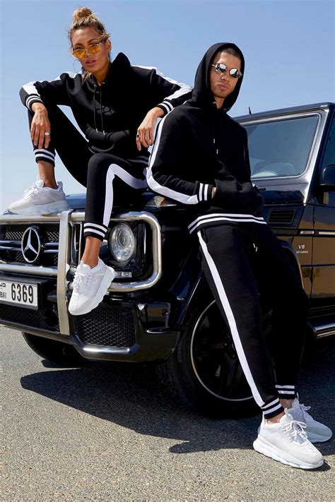 Her Side Panel Contrast Rib Hooded Tracksuit Boohoo