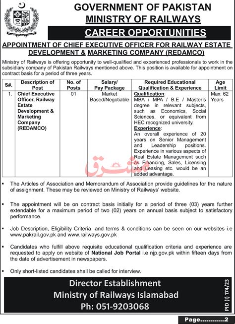 Job Opportunity At Ministry Of Railways 2024 Job Advertisement Pakistan