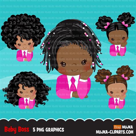 Black Boss baby clipart toddler with Pink business suit | Etsy