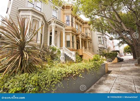 San Francisco Victorian Homes Stock Photo - Image of street, neighborhood: 193562830