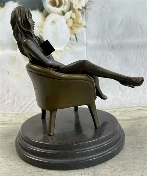 Art Deco Sculpture Sexy Naked Woman Erotic Nude Girl Bronze Statue Artwork Gift