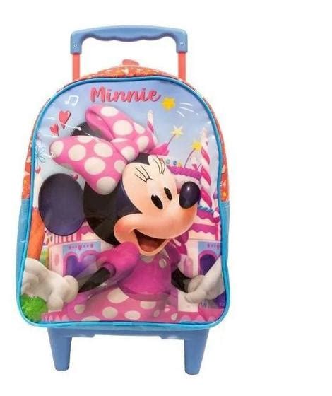 Mala Mochila Infantil Escolar Rodinhas Minnie Rosa Xeryus