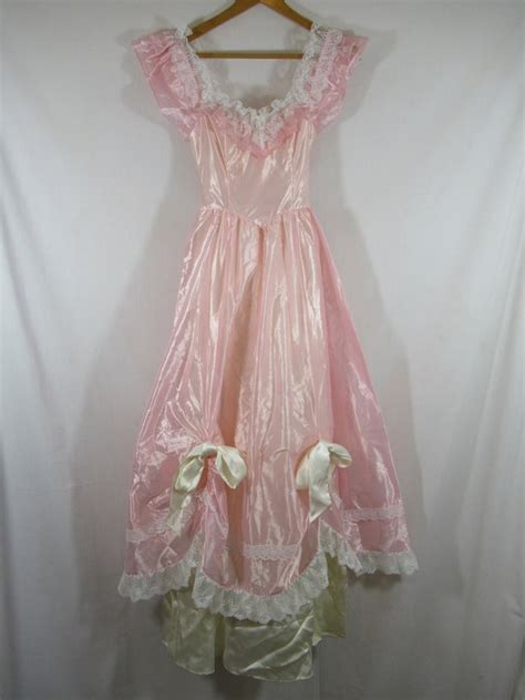 Vintage Gunne Sax Pink Satin Southern Belle Dress Junior Size Etsy