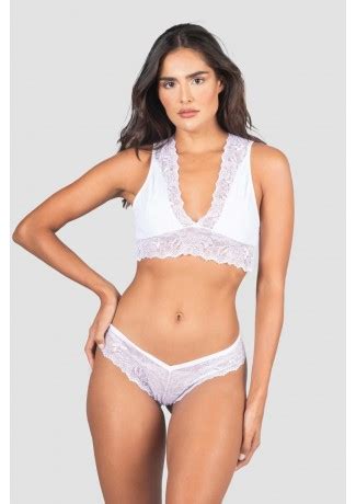 Conjunto Lingerie Patrícia de Renda Preto Ref P04 1 E Kaisan