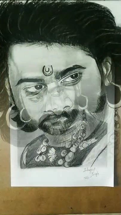 Drawing Bahubali Prabhas Realistic Sketch Pencil Art Youtube