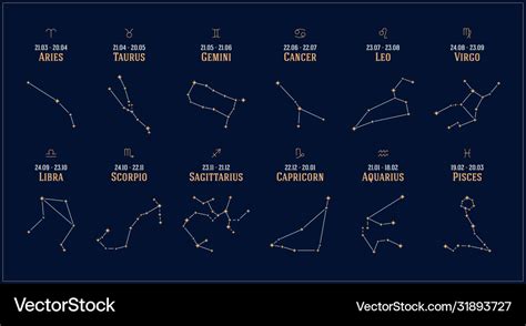 12 constellations zodiac signs Royalty Free Vector Image