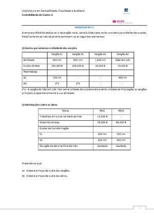 Caso Pr Tico Eva Caso Pr Tico Contabilidade De Custos Iii Eva