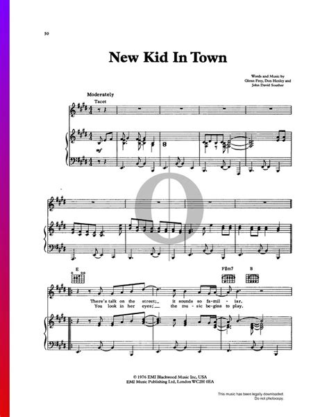 New Kid In Town (Eagles) Piano Sheet Music - OKTAV