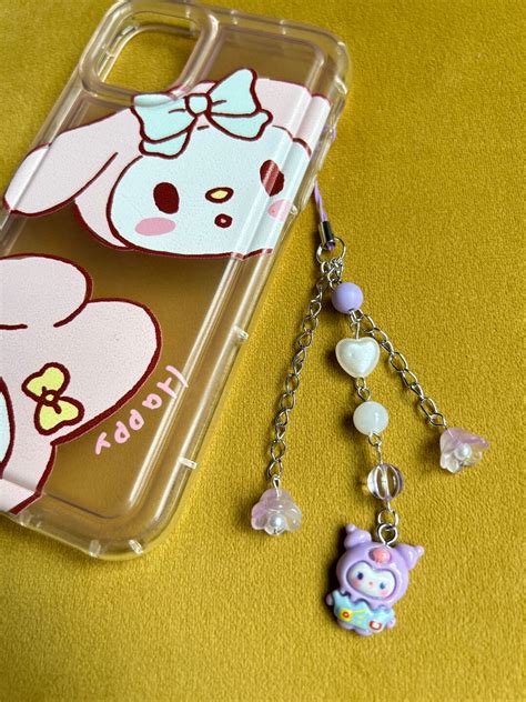 Handmade Cute Kawaii Pastel Lilac Kuromi Phone Charm Etsy